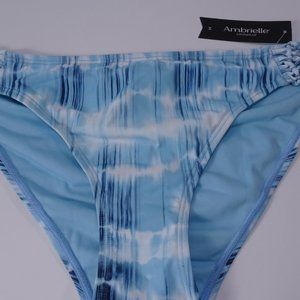 Ambrielle Swimwear Ikat Crochet Silver Ball Bikini Bottoms Bottom Sz 49 M BLUE